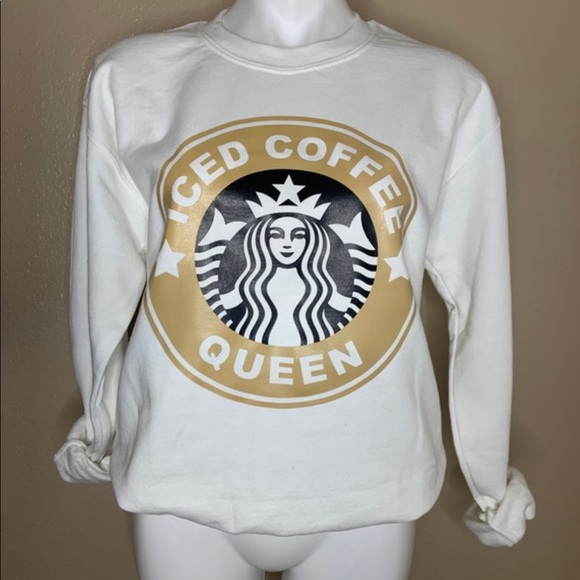 Iced Coffee Queen Sweatshirt Coffee Lover Sweatshirt Trendy Sweatshirt - Picture 3 of 4